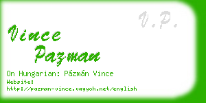 vince pazman business card